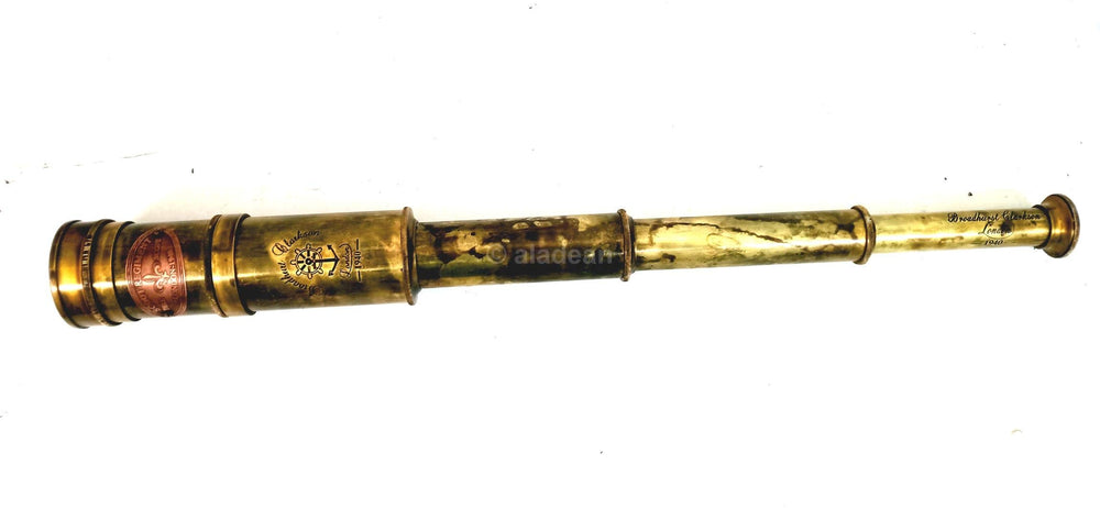 ALADEAN Scout Regiment brass telescope in daylight use for long-distance viewing.