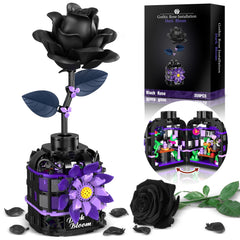 Alagoo Gothic black rose building kit cover image, dramatic centerpiece for home decor.