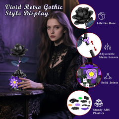 Alagoo Gothic black rose dome vase view with openable vase for striking display.