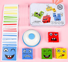 ALaLatois wooden expression matching puzzle supports hand eye coordination.