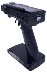 Alaohu FS-GT3B transmitter back view showing compact design for transport.