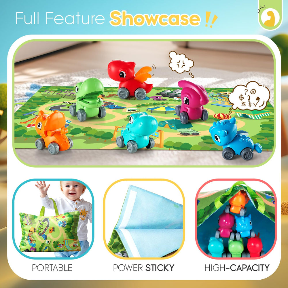 ALASOU colorful dinosaur car toy design for bright, engaging visuals.