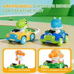 ALASOU green dinosaur car toy offers tactile exploration with soft rubber finish.