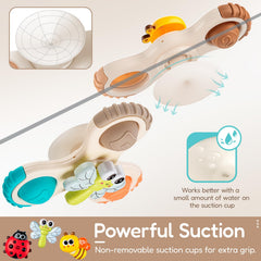 ALASOU suction spinner in bath tub offers splashy sensory play