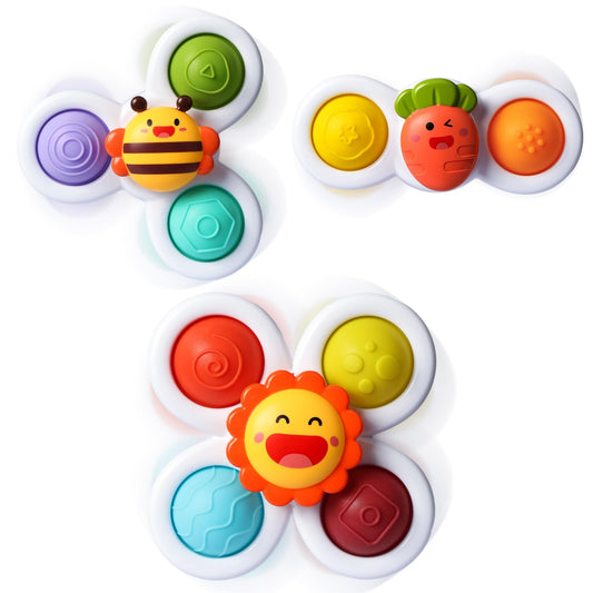 ALASOU suction spinner on fridge promotes independent play and focus.