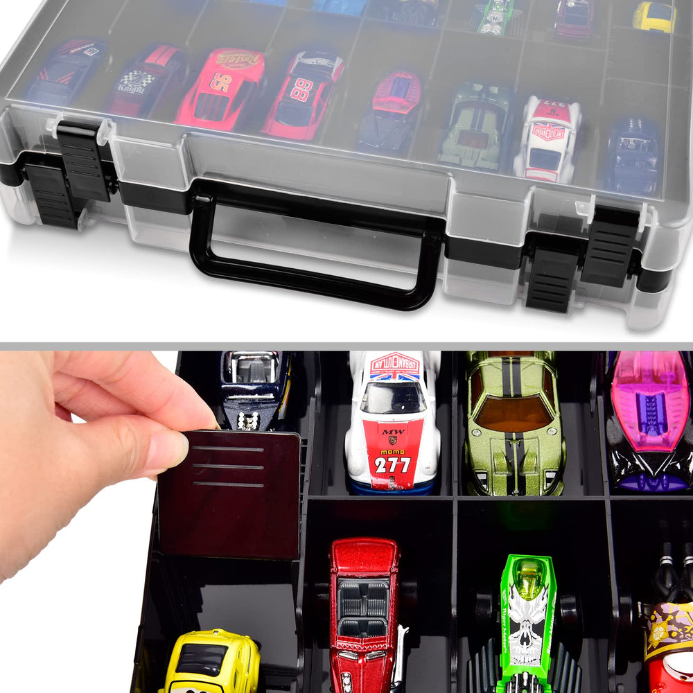 ALCYON clear compartments keep toys neatly separated.