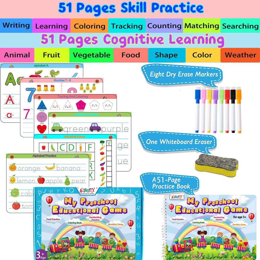 ALIANFLY dry-erase tracing of letters and numbers for early writing practice