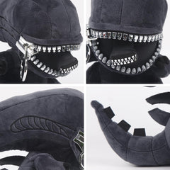 Alien Plush Xenomorph facehugger closeup focuses on fabric and texture