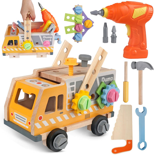 Aliex 38-piece wooden truck tool set for toddlers sparks imaginative play