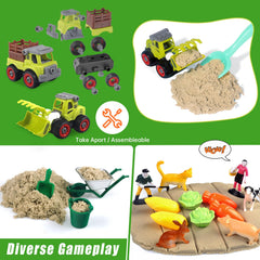 Aliex farm-themed trucks invite hands-on assembly and imaginative construction play.