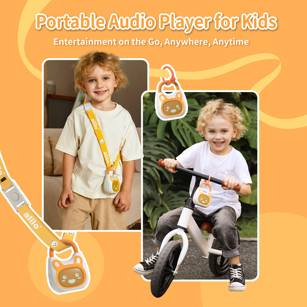 Alilo Pocket Bunny can hang on a stroller for storytelling during walks.