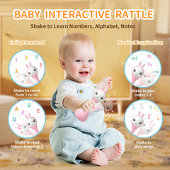 alilo Yoyo Talking Bunny rattle teaches alphabet through playful sounds.