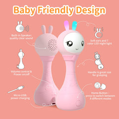 alilo Yoyo Talking Bunny rattle rechargeable for mess-free play.