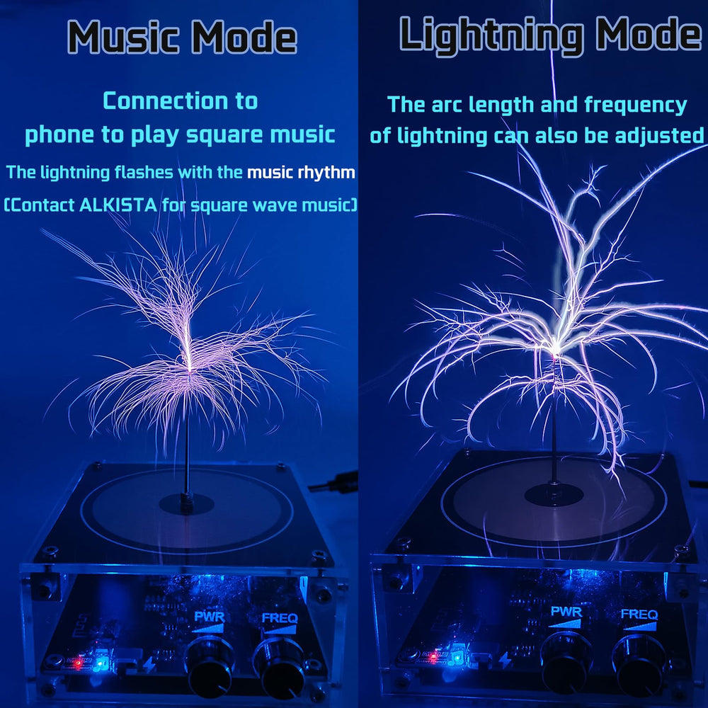 ALKISTA Tesla coil illuminated bulb display illustrating science-in-action