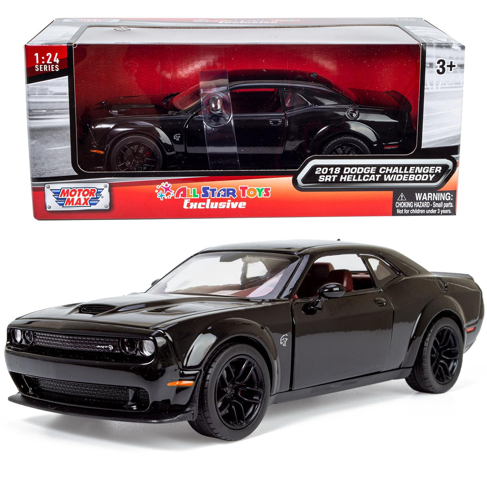 All Star Toys 2018 Challenger Hellcat Widebody glossy black finish for display.