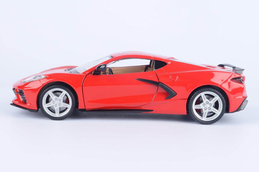 Rubber tires add authentic texture and grip-inspired detail on the Corvette model.