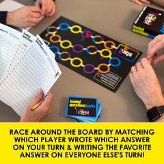 ALL THINGS EQUAL Loaded Questions Party board shows prompts for quick, engaging rounds.