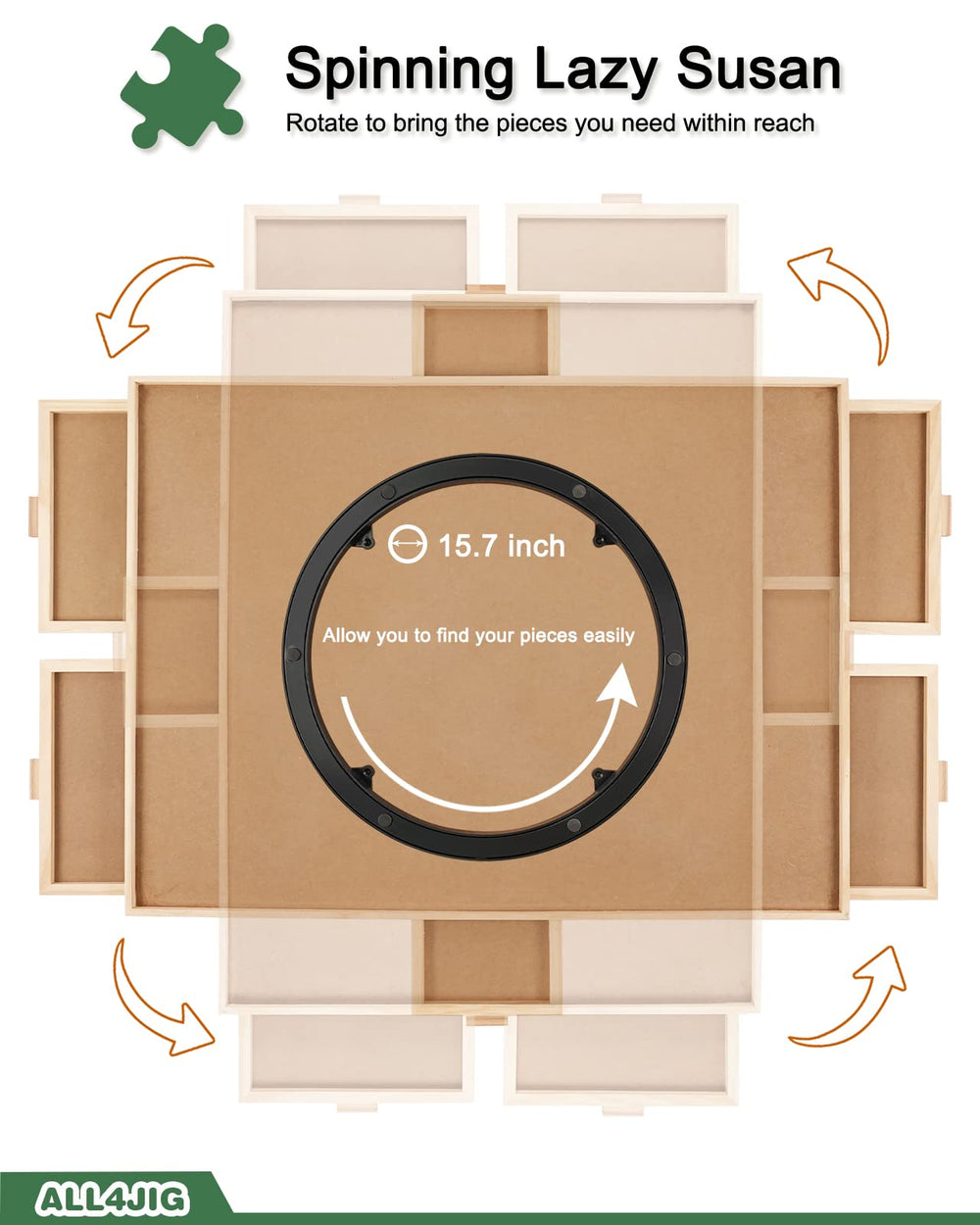ALL4JIG durable wooden construction adds stability during intense puzzle sessions.