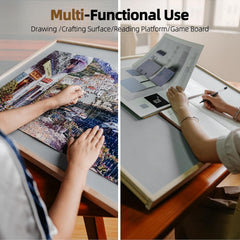 ALL4JIG portable puzzle table with a handle is easy to move.