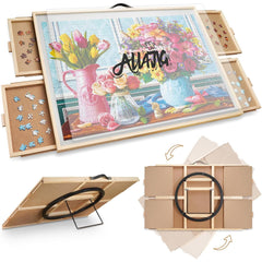 ALL4JIG puzzle board tilt-rotate design eases reach across large puzzles