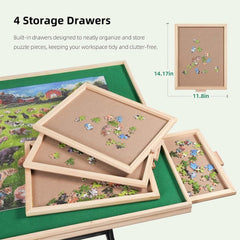 ALL4JIG puzzle table drawers keep puzzle pieces organized.