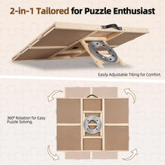 ALL4JIG puzzle table drawers organize pieces and tools, reducing clutter during sessions.
