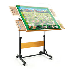 ALL4JIG puzzle table with legs and wheels enables effortless mobility around your home.