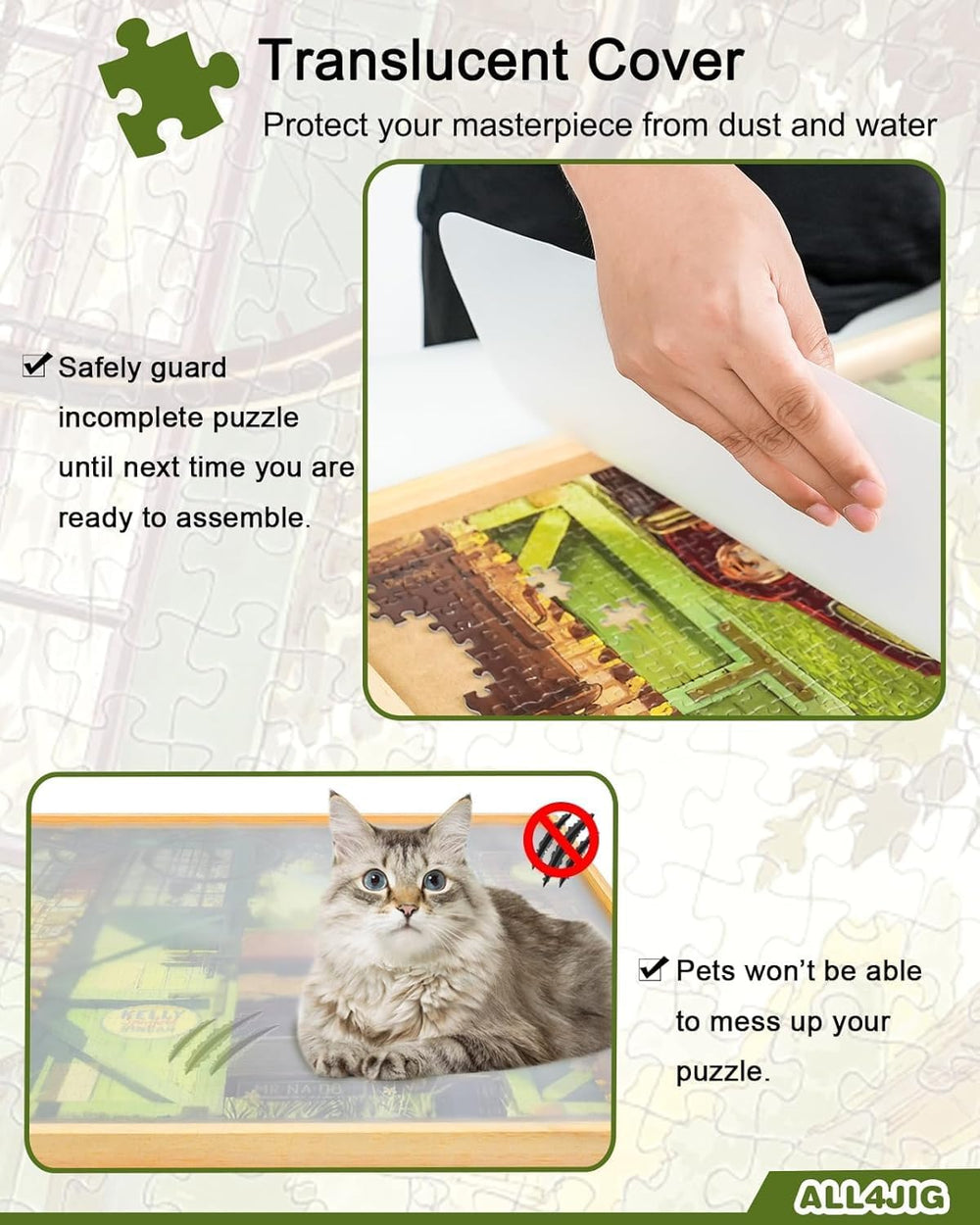 ALL4JIG rounded edges ensure safe handling during puzzling sessions.