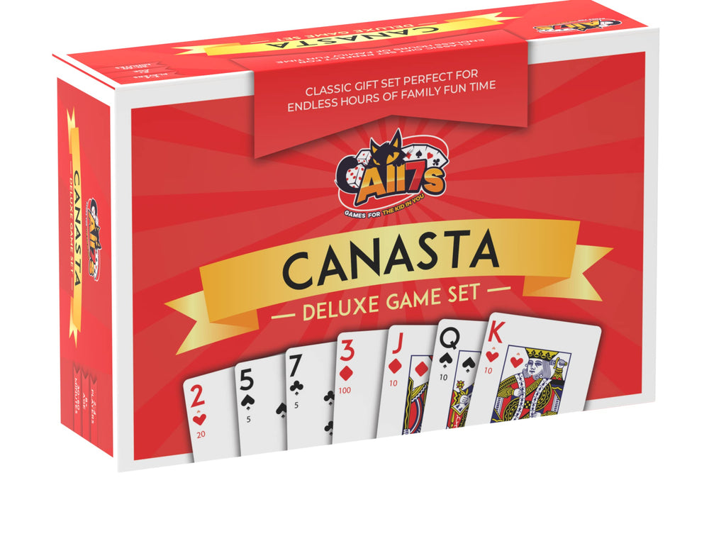 All7s Deluxe Canasta Set with rotating tray for easy table play and social fun.