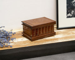 Allboxesinoneplace puzzle box Transylvania-inspired design blending retro vibes.