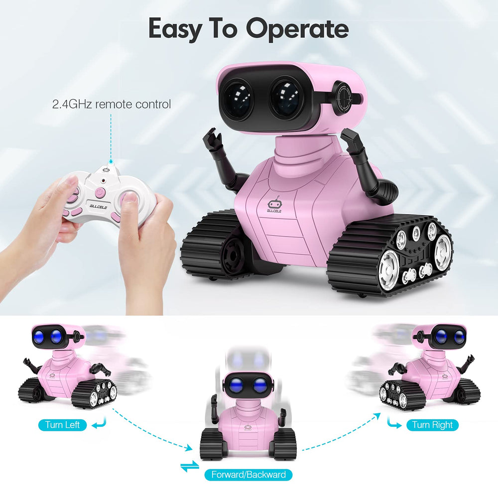 ALLCELE Girls Robot Toy pink in demo dance mode for family fun