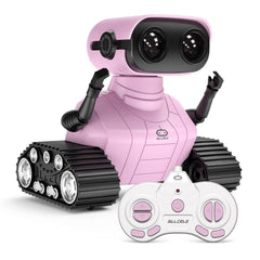 ALLCELE Girls Robot Toy pink front view with engaging LED eyes
