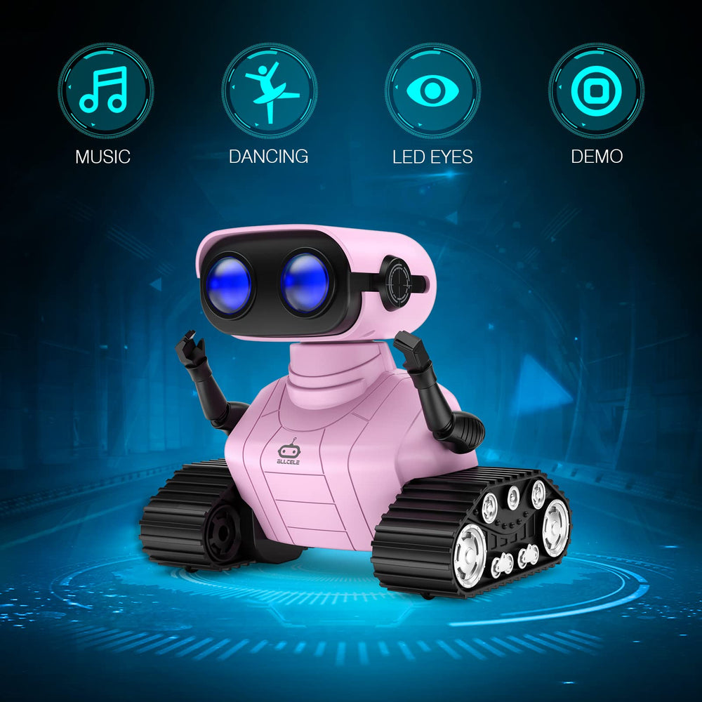 ALLCELE Girls Robot Toy pink LED eyes light up during play