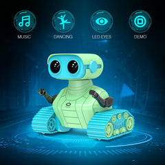 ALLCELE robot toy LED eyes closeup showing vibrant illumination for immersive play