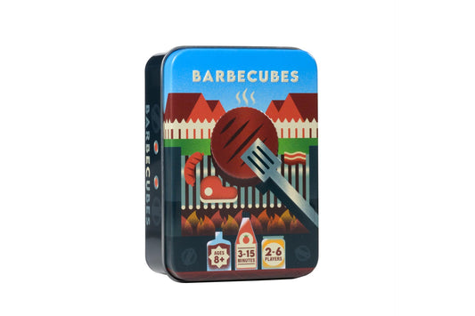 Barbecubes by Alley Cat Games: bbq piece on fire highlighting cooperative play and quick setup