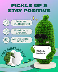 Almacura soft crochet pickle plush with tactile comfort
