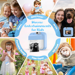 Alotwan Kids Camera Instant Print compact for travel emphasizes lightweight portability.