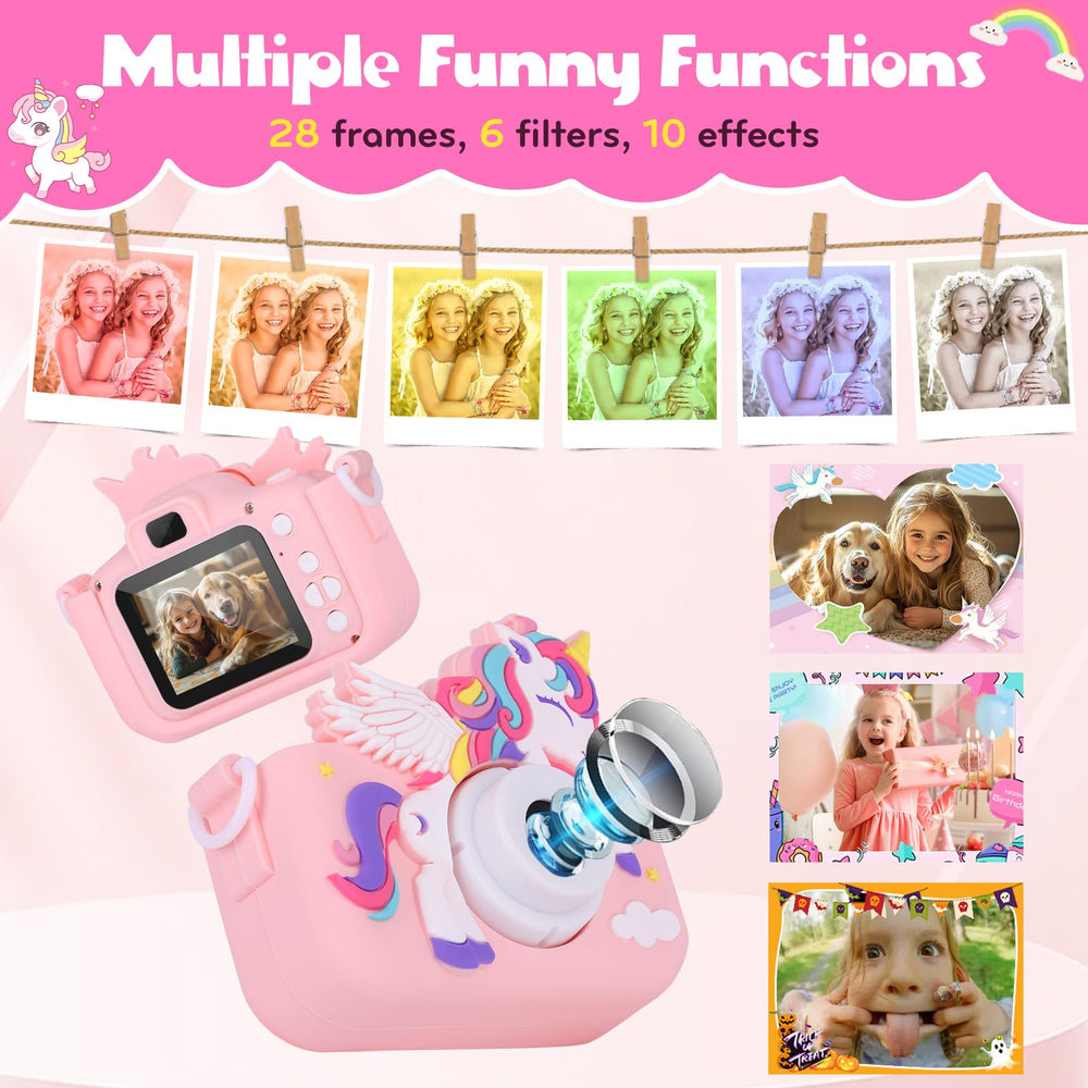 Alotwan unicorn kids camera pink memory card included for storage