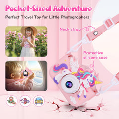 Alotwan unicorn kids camera pink screen view for easy framing