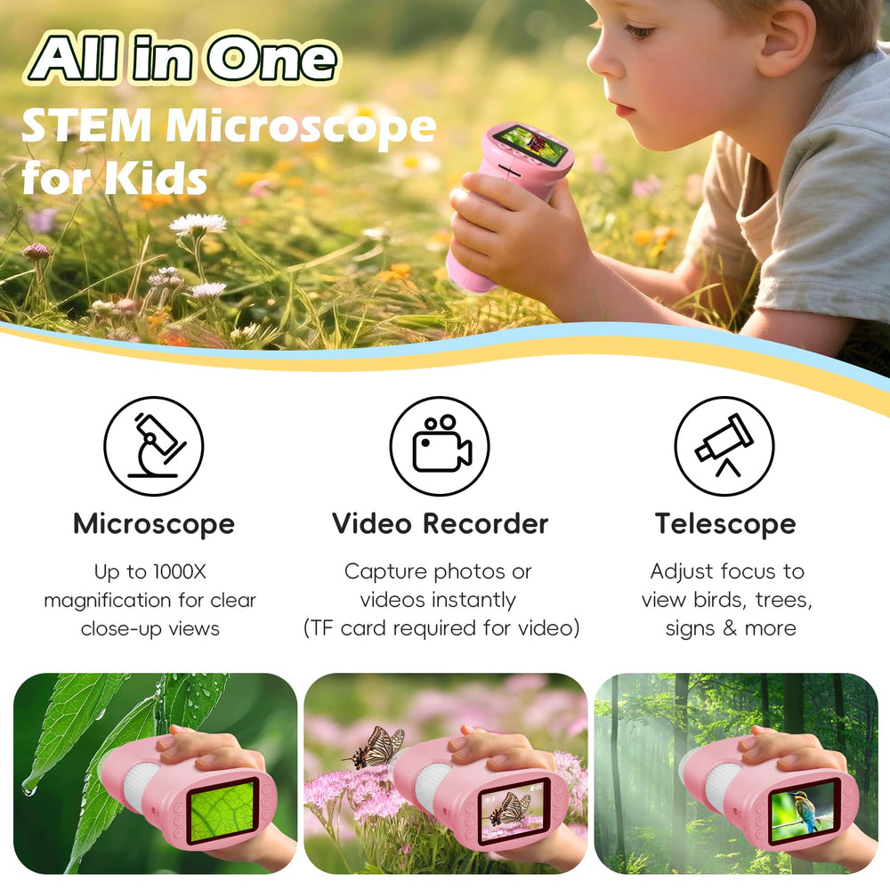 Compact handheld design fits small hands for on-the-go science.