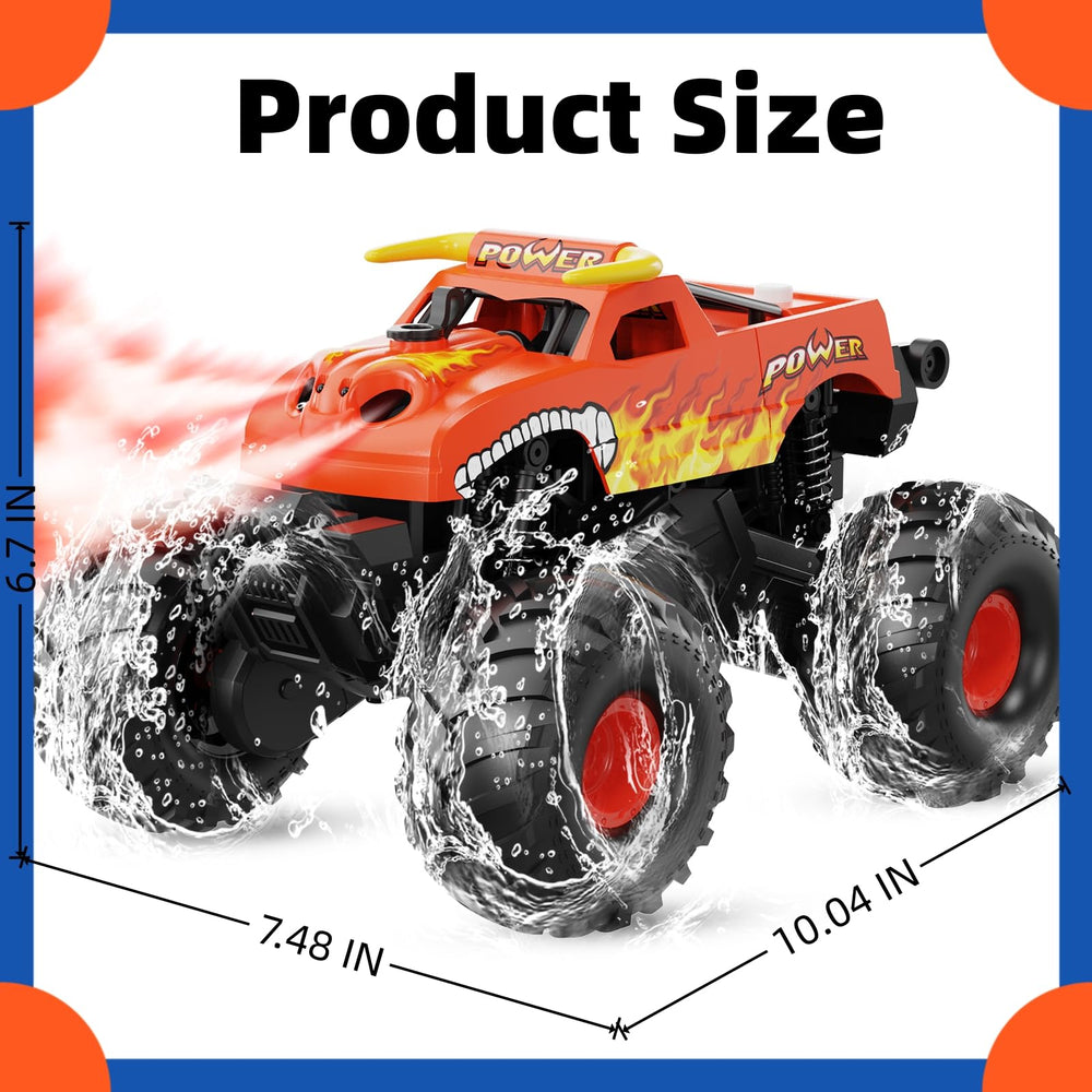 Alotwan Monster RC Truck amphibious pose for land and water exploration.