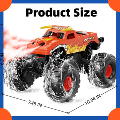 Alotwan Monster RC Truck amphibious pose for land and water exploration.