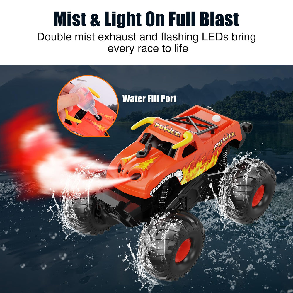 Alotwan Monster RC Truck LED lights enhance visibility during dusk racing.
