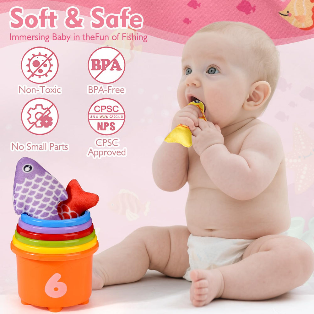 Alsatic soft-material fish set with rounded edges for safe play