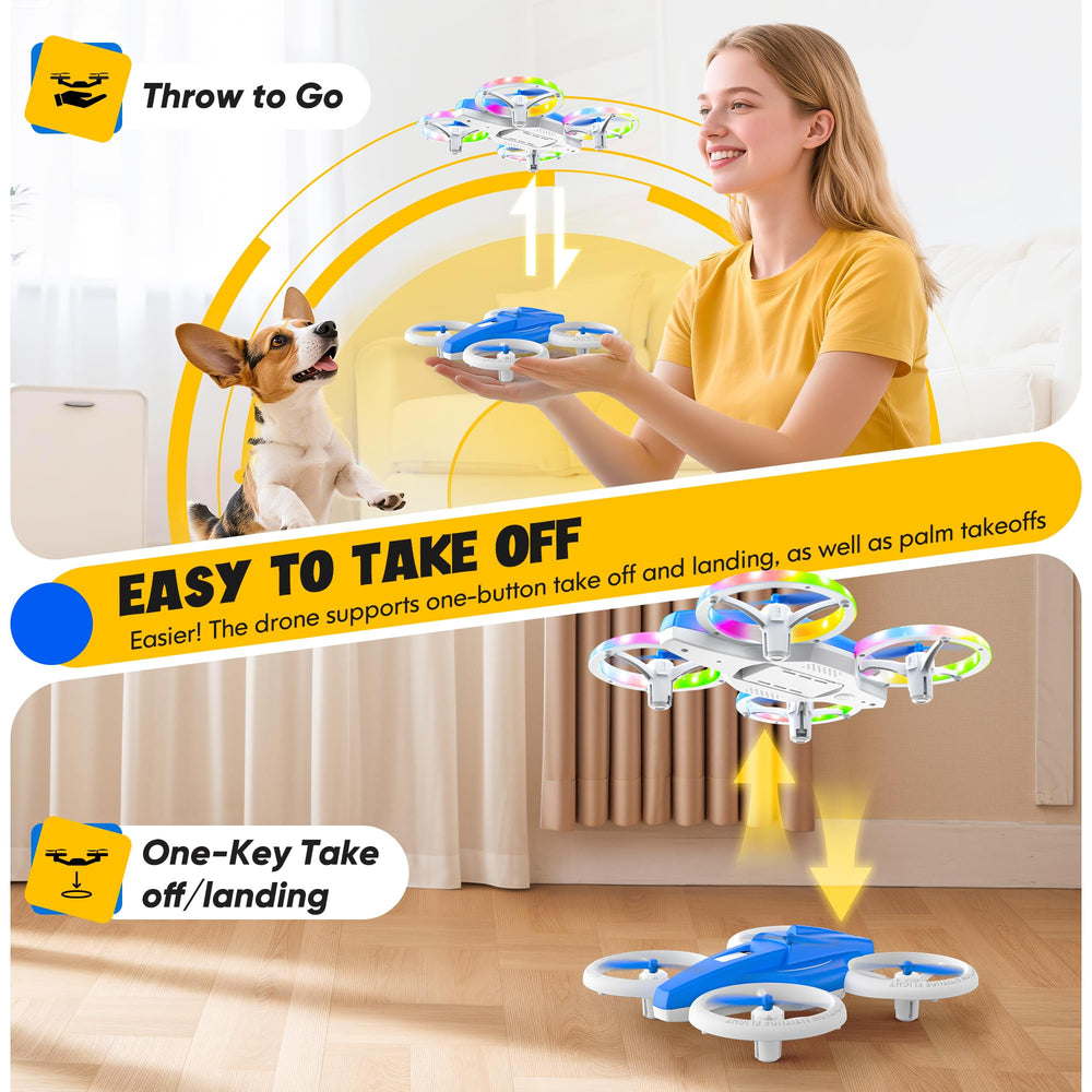 ALTITACO Kids Drone one-click take-off and landing for easy starts.