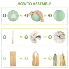Amandir sage green beige khaki paper flowers brighten tables