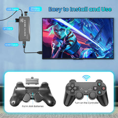 AMANKA in-action on TV showing plug-and-play setup.