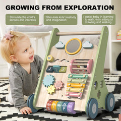 AmazingJoy 11-in-1 walker spinning gears promoting cause-and-effect learning while walking