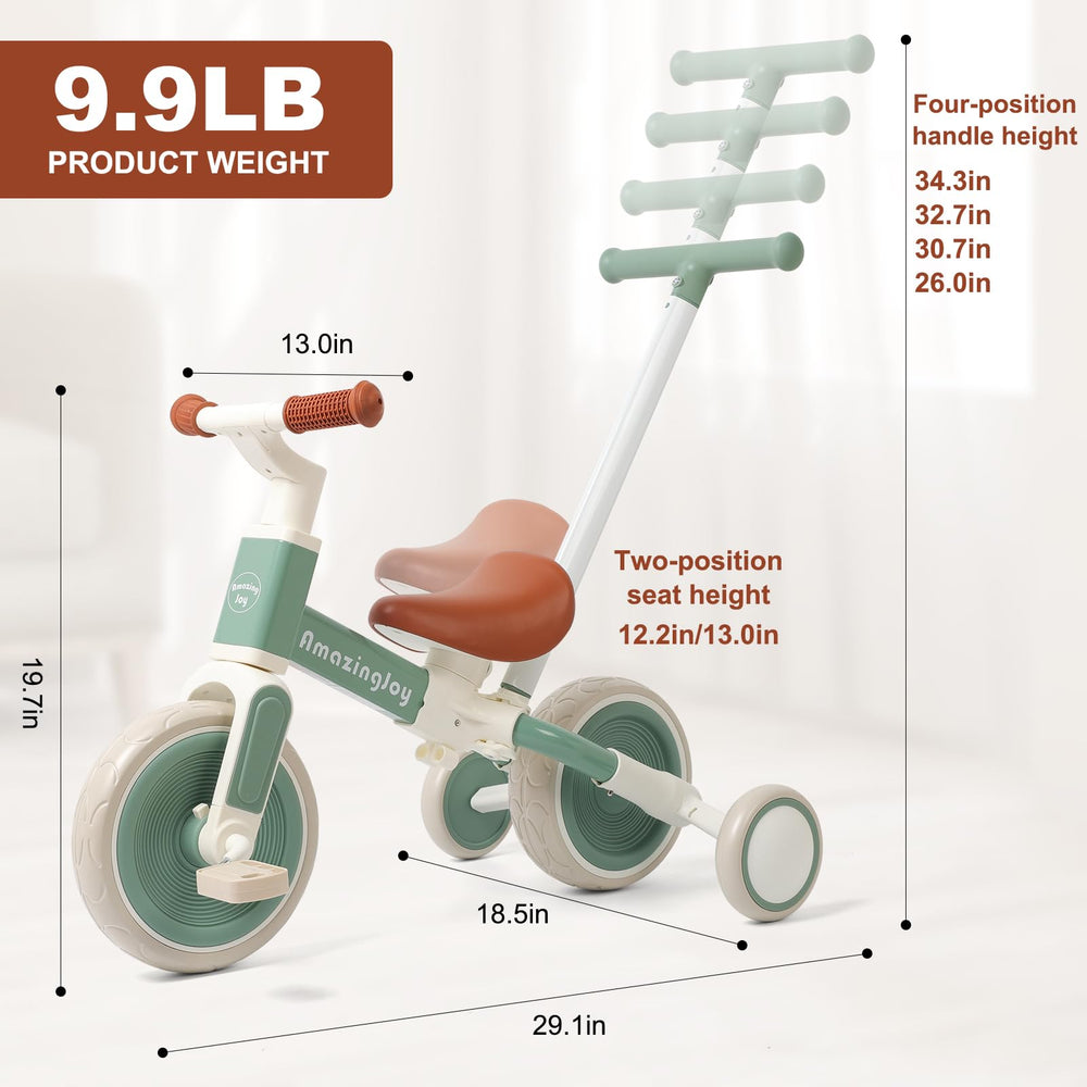 AmazingJoy adjustable seat on a sturdy 6-in-1 trike.