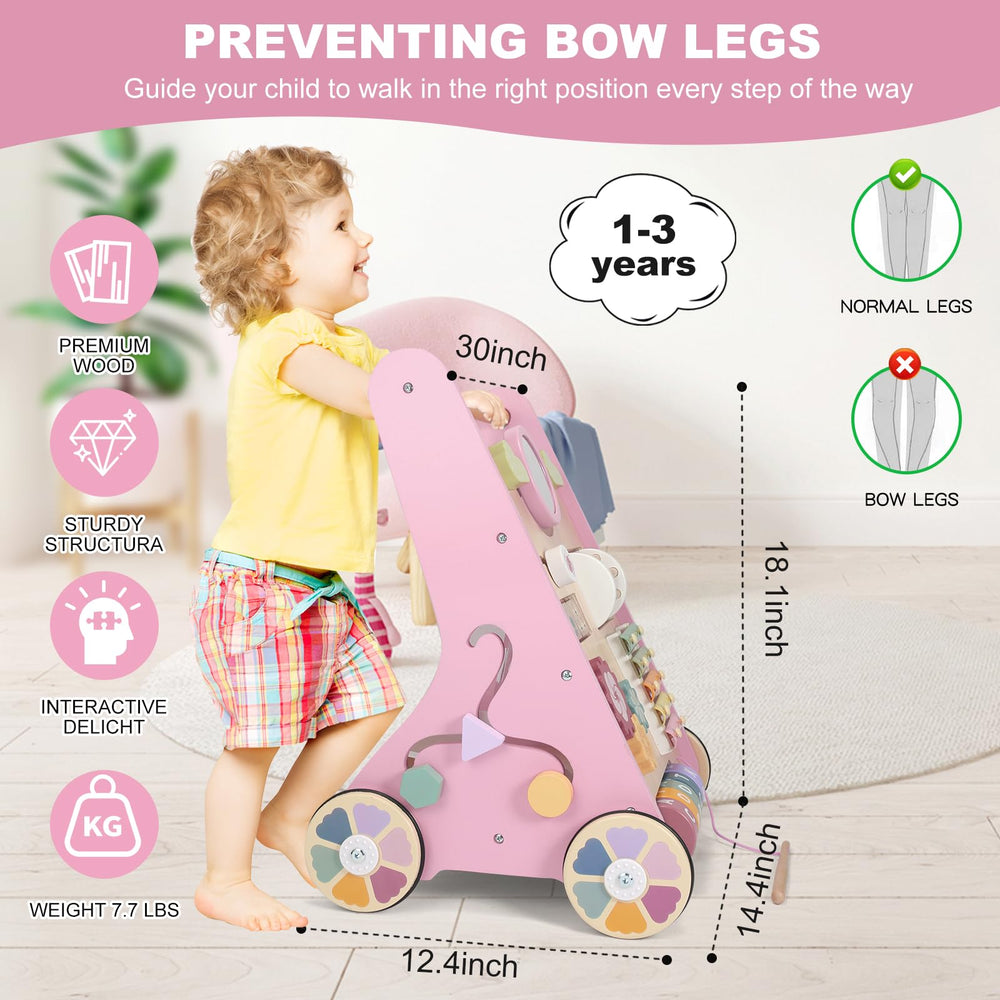 AmazingJoy walker storage compartment view showing back storage for small toys.